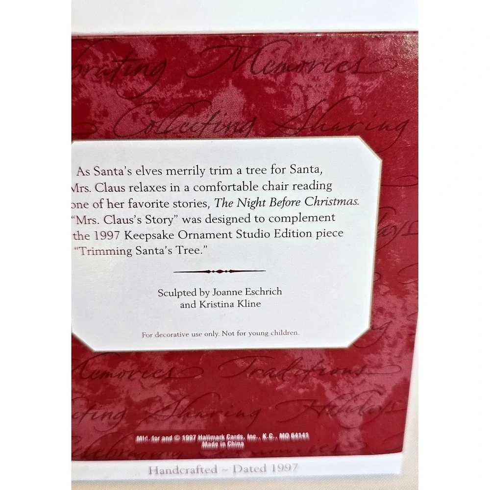 Vintage Hallmark 1997 Mrs. Claus's Story KOC Studio Edition‎ Christmas Ornament